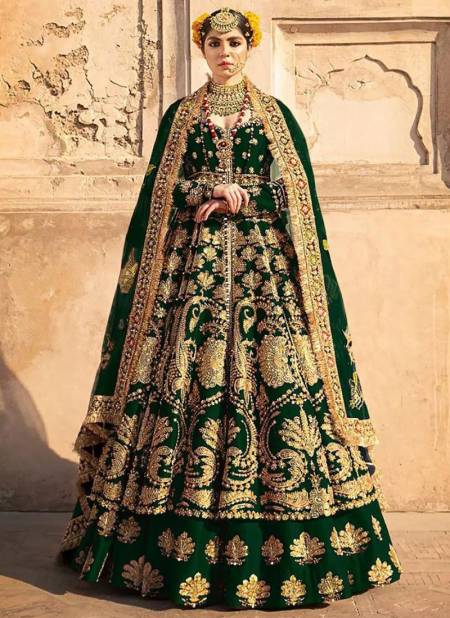 Green Colour KB 1061 New Latest Designer Velvet Bridal Heavy anarkali Suit Collection 1061 Green